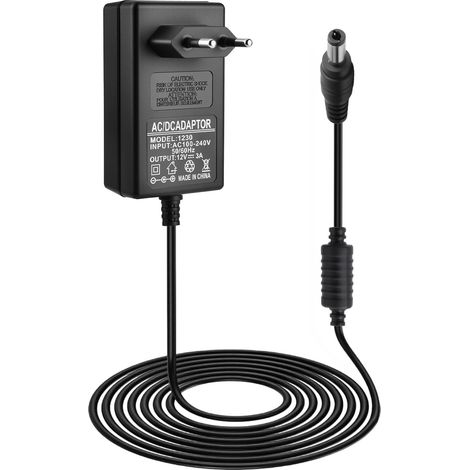 JSSEVN-12V 3A 36W Adaptateur Secteur Universel (5.5x2.5mm) Transformateur AC DC Stable pour Ruban LED, Écran PC, Caméra CCTV, Routeur et Disque Dur Externe (1/5)