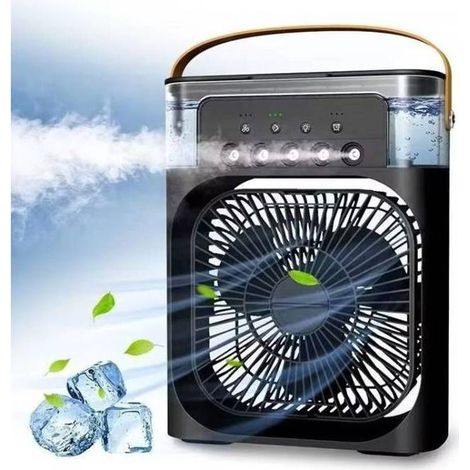 Tragbarer, persönlicher Luftkühler, 7 LEDs, 1/2/3-Stunden-Timer, 3 Geschwindigkeitsstufen, 3 Nebelmodi, ideal für Büro und Nachttisch-KZQ (1/2)