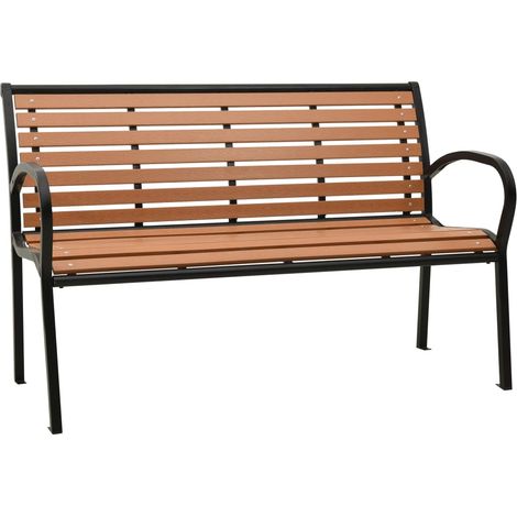 Gartenbank Schwarz und Braun 116 cm Stahl und WPC