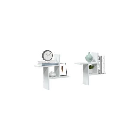 Étagères murales 2 pcs blanc 38x12x38 bois d'ingénierie (1/5)