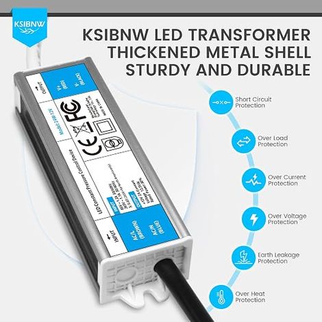 Transformateur 220V 24V 6W LED Driver Etanche IP67, Extérieur Transfo avec Prise 220V AC à 24V 0,25A Convertisseur Imperméable Ultra Fin Alimentation Tension Basse Constante Adaptateur (1/3)