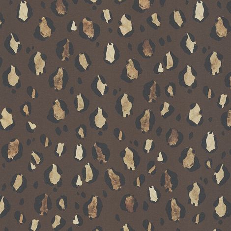 Tiermotiv Tapete Profhome 782163 heißgeprägte Vliestapete glatt mit Leopardenmuster matt braun schwarz beige 5,33 m2