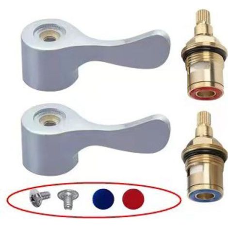 CCYKXA 4Pcs Ceramic Faucet Head with Metal Lever Ceramic Cartridge Mixer Tap 1/2 20 Notches Ceramic Disc Head for Hot and Cold Faucet Universal Replacement thsinde (1/5)