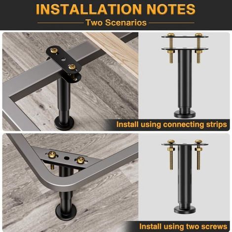 Pieds De Support De Lit - Acier Galvanisé - Hauteur Réglable 25-43 Cm - Pour Cadre De Lit Et Lattes - Lot De 4 (1/5)