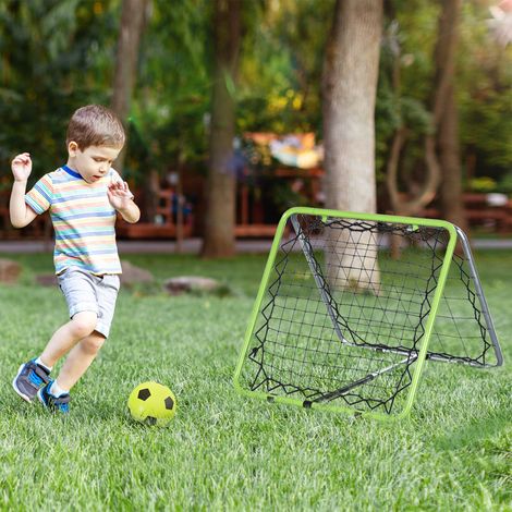 Rebondeur de football Kickback Goal Rebond Mur de filet pour Baseball Basket Rebond bilatéral réglable en 5 niveaux Métal vert + Noir 75 64 (1/4)