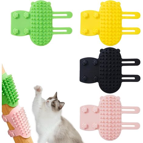 Lot de 4 Brosse Chat Silicone Souple 2 en 1 pour Grattoir et Toilettage Animaux (1/5)