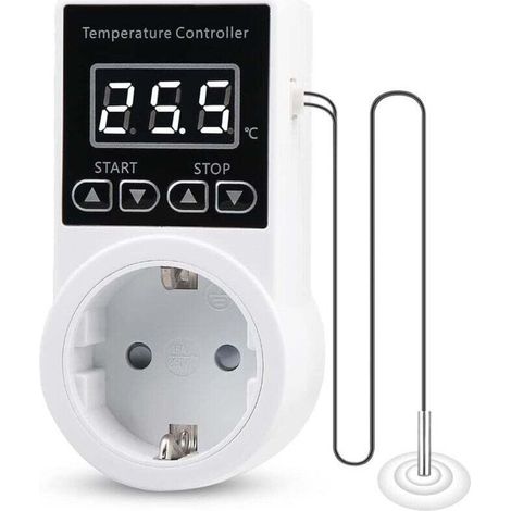 Thermostat Prises de RéGulateur de TempéRature NuméRique : Thermostat de Chauffage avec Sonde Ntc pour Appareils de Chauffage Chauffants Prise de Thermostat NuméRique pour Serre Refroidissement (1/5)