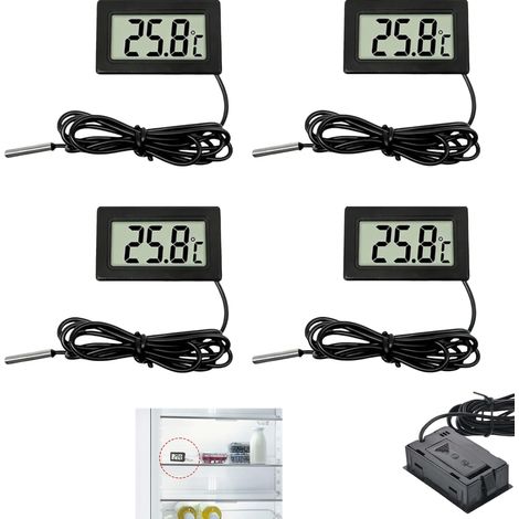 Thermomètre Numérique LCD avec Sonde Externe, Mini Thermomètre pour Réfrigérateur Congélateur, Aquarium, Reptile, Vitrine Réfrigérée, Moniteurs Température, Affichage Rapide (1/5)