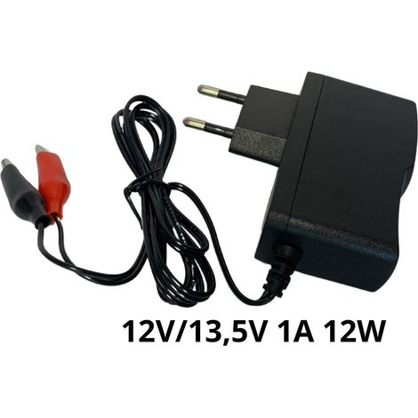WA-PS-004: Cargador de baterías de 12V/13.5V 1A 12W (con pinzas de cocodrilo) para baterías AGM.
