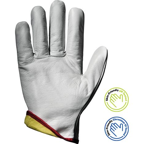 SIR SAFETY SYSTEM ROGER Gants de protection mécanique en cuir blanc Taille 10 Lot de 12 paires