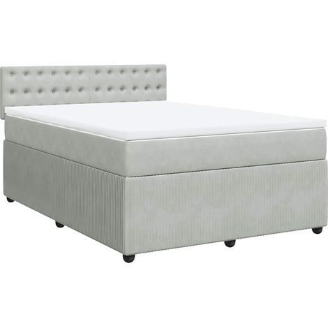 Maison Exclusive - Sommier à lattes de lit et matelas Gris clair 160x200cm Velours (1/5)