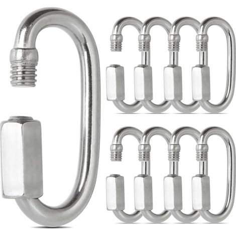 Lot de 16 maillons rapides INOX M4 forme D, mousquetons à verrouillage 304 pour camping et randonnée (1/5)