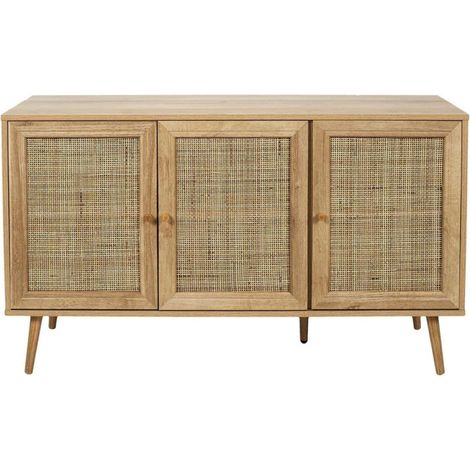 Buffet 3 Portes en Bois "Bali" 115cm Naturel (1/5)