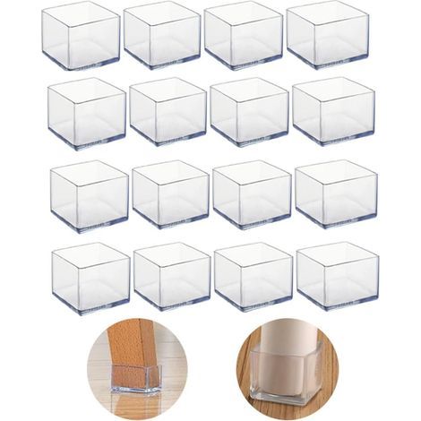 AIDUCHO Lot De 16 Protecteurs De Pieds De Chaise Carrés En Silicone De 25 X 25 Mm Pour Pieds De Chaise, Pour Éviter Les Rayures Sur Les Sols En Bois Dur Et Réduire Le Bruit (1/5)