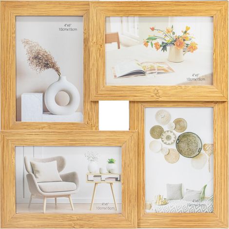 Cadre photo, cadre en bois MDF robuste, cadres photo multiples, cadre photo mural, décorations murales, cadre 10 x 15 cm x 4 pièces (bois foncé) (1/5)