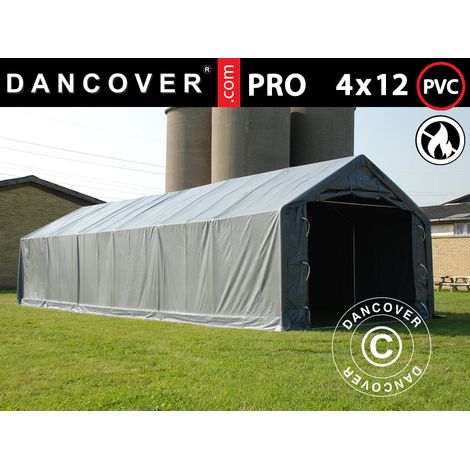 Carpa grande de almacén PRO 4x12x2x3,1m, PVC, Gris - Dancover (1/2)