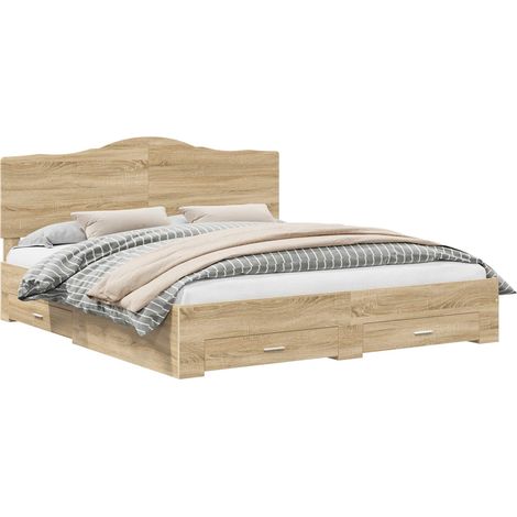 Maison Exclusive - Bettrahmen mit Kopfteil Sonoma-Eiche 200 x 200