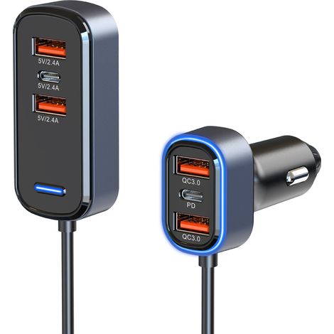 Schnellladeerweiterung für ein bis sechs PD/QC3.0-Autoladegeräte, 65,5 W, sorgenfreies Laden für Vorder- und Rücksitze -- SC05