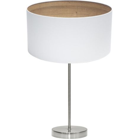 Lampada da tavolo Tatiana 1xe27 Nichel/bianco-legno chiaro 63x30x30 Cm (1/2)