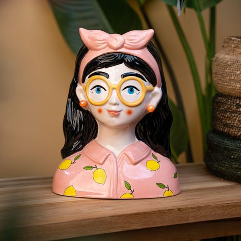 Vase Visage Féminin Kylie en Dolomite Multicolore - Hauteur 27 cm - PANGIVO (1/5)