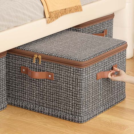 Boîte de rangement en tissu non tissé accessoires, organisation d’armoire et grande capacité, zippée pour empilable, pliable, vêtements et literie (1/5)