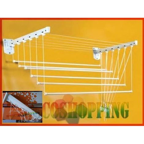 Stendibiancheria Saliscendi A Muro O Soffitto Salvaspazio Cm 160 Stendino Resina