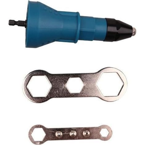 Riveting Bit for Blind Rivet, Riveting Drill Bit Adapter, for Cordless Screwdrivers and Drills, Blue, 16 x 5.8 cm (1/4)