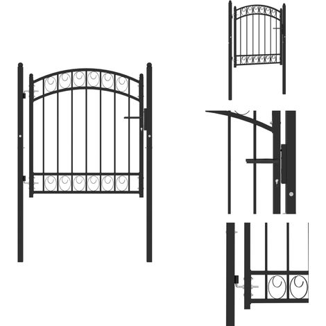Portail de clôture avec dessus arqué Acier 100x100 cm Noir - Porte De Clôture - Portes De Clôture - Porte De Jardin - Portes De Jardin (1/5)