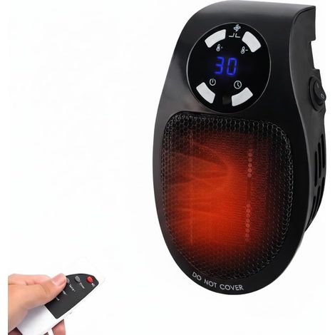 Mini Electric Heater, 500W Petit Chauffage d'appoint, Portable Heater, Chauffage Soufflant Mini, Protection Contre Surchauffe (Noir) (1/5)
