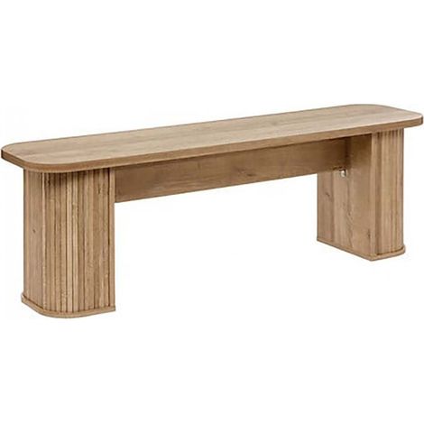 Banc en bois naturel avec pieds cannelés - Longueur 140 x Profondeur 35 x Hauteur 45 cm (1/5)