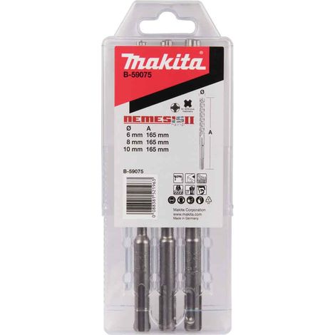 Jeu de 3 forets à béton MAKITA B-59075 à emmanchement SDS-Plus NEMESIS II (6/8/10x160mm) (1/3)