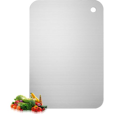 1 PcsPlanche a Decouper Inox, Planche à Découper Acier Inox 304, Planche à Découper en Titane Double Face, Cutting Boards pour Cuisine Alimentaire Viande Légumes Fruits(30 x 20 cm) (1/5)