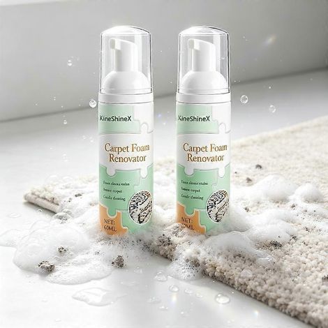 2 piècesKit de nettoyage de tapis en mousse sans eau, détachant doux en mousse pour canapés, tissus d'ameublement, intérieurs de voiture et tapis, rénovateur de tapis en mousse pour nettoyage à sec av (1/4)