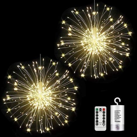 Led Lichter Feuerwerk 2 PACK 120LED Lichterkette Feuerwerk 8 Modi Haengend Feuerwerk Lichterketten mit Strom Lichterkette Außen Batterie Weihnachtsdeko Weihnachtsbeleuchtung Fenster Außen (1/5)