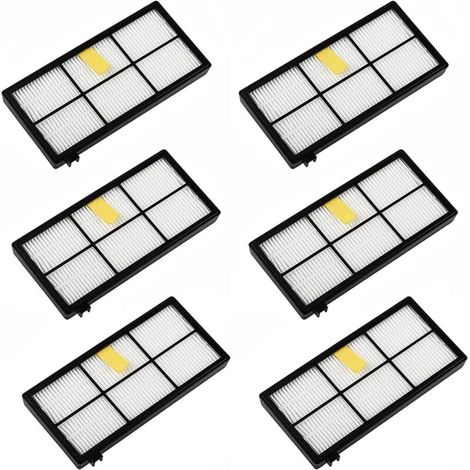 Sollbry 6 Pièces Kits d'Accessoires de Filtres de Rechange pour iRobot Roomba 800 900 Series 850 860 861 866 870 880 890 900 960 980 981 985