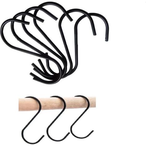 MINKUROW Schwarzer Edelstahl-S-Haken für Küche/Bad/Schlafzimmer/Büro – 10er-Pack, großer S-förmiger Haken zum Aufhängen – 8,9 cm, Hängeregal für Schrank/Handtücher/Pfannen/Pflanzen/Topf/Taschen/Vorhan (1/5)