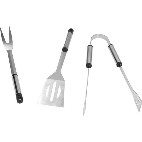 Ensemble de grillades en acier inoxydable 3 pièces avec fourchette, spatule et pince – ustensiles de barbecue robustes (1/5)
