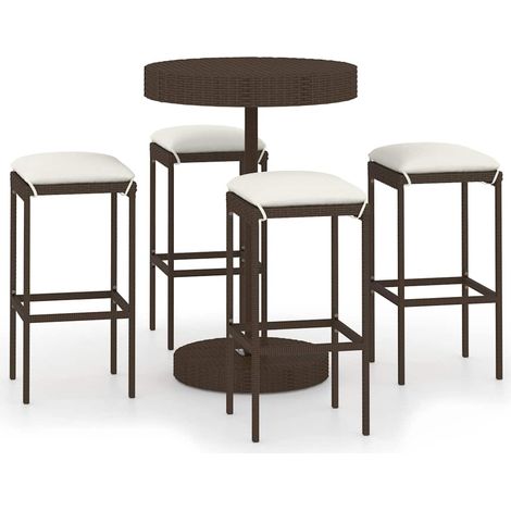 Maison Exclusive - Set da Bar da Giardino 5 pz con Cuscini in Polyrattan Marrone (1/5)