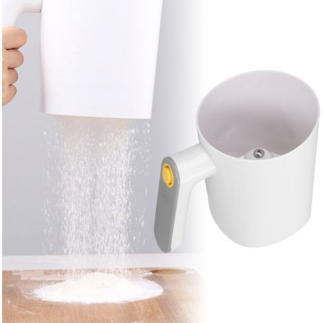Tamis à farine électrique, tamis à sucre fin, tamis filtrant, ustensile de cuisine ménager, tamis à poudre de type tasse. (1/5)
