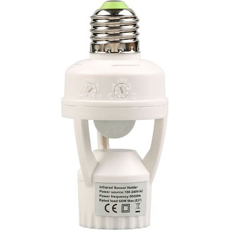 Douille Détecteur de Mouvement E27 10-300s - Détection 6m, 100-240V, pour Ampoules (1/5)
