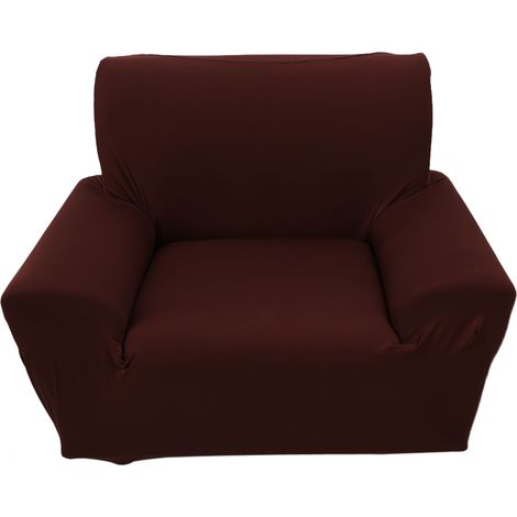 Weicher und dehnbarer brauner Sofabezug für ein Einsitzer-Sofa. (1/3)