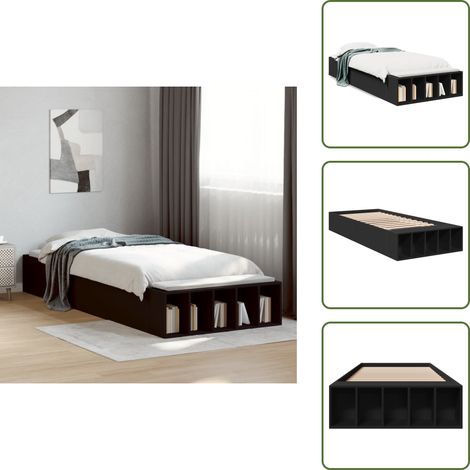 Cadre de lit sans matelas noir 100x200 cm - Cadre De Lit - Lit Double - Lit Noir - Meuble Design - Rangement Sous Lit (1/5)