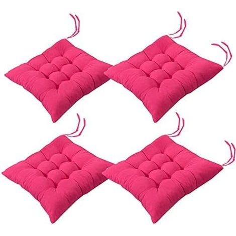 Lot de 4 coussins de chaise moelleux, avec rubans, pour salle à manger, jardin, terrasse ou cuisine (40 x 40 cm)B