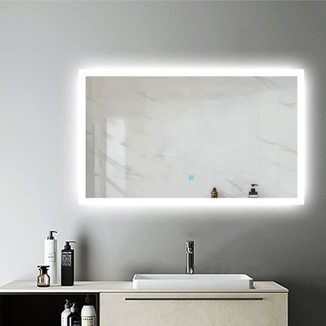 LED Badspiegel Touch Antibeschlage Kaltweiß 6000k Honrizontal&Vertikal Badezimmerspiegel mit Beleuchtung 100x60cm (1/5)