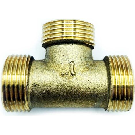 Conector en T de latón de 1" macho/hembra/hembra (1/2)