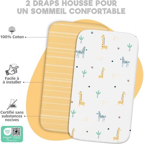 Set Drap Housse Cododo 55x90 + 1 Protège Matelas Imperméable (1/3)