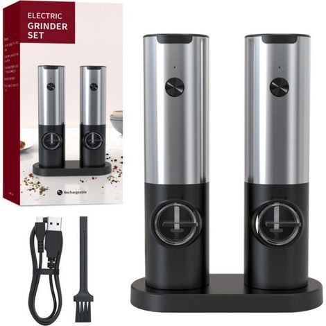 Elektrische Salz-/Pfeffermühle 2er Set mit USB-Aufladung, LED-Ind