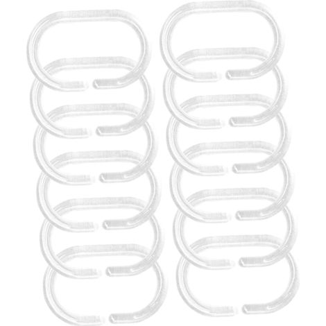 Anneaux en plastique forme C pour rideau de douche, lot de 12 (1/5)
