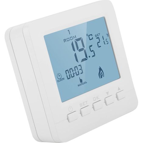 Thermostat de Chauffage Écran LCD Intelligent Régulateur de Température Ambiante Programmable pour Maison Chaudière à Murale au Sol (1/5)