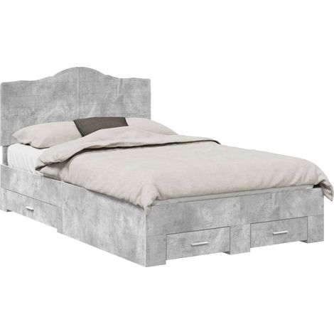 Estructura de cama con cabecera Gris Concreto 135 x 190 cm vidaXL